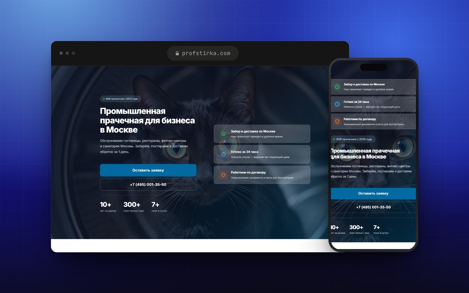 Лендинг для прачечной для юридических лиц